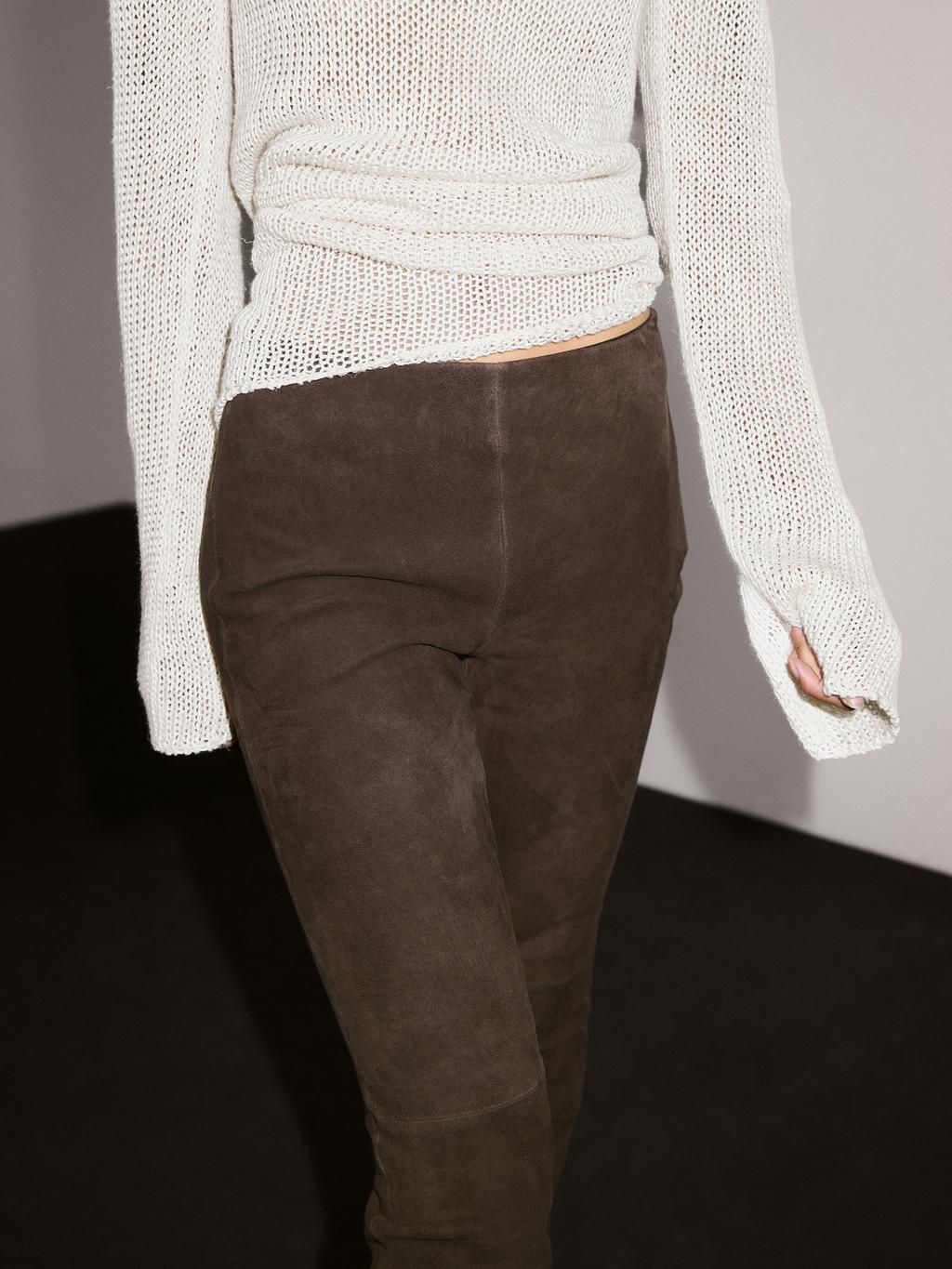 Suede leather leggings