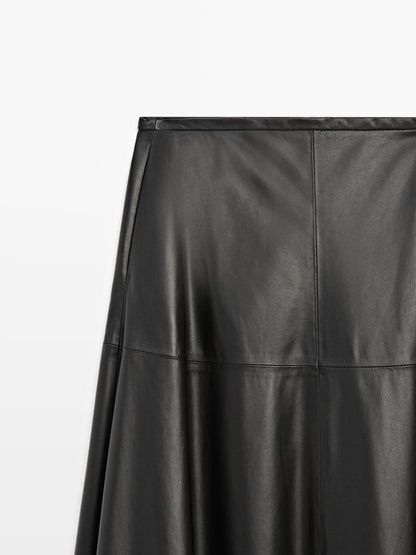 Long flared nappa leather skirt - LIMITED