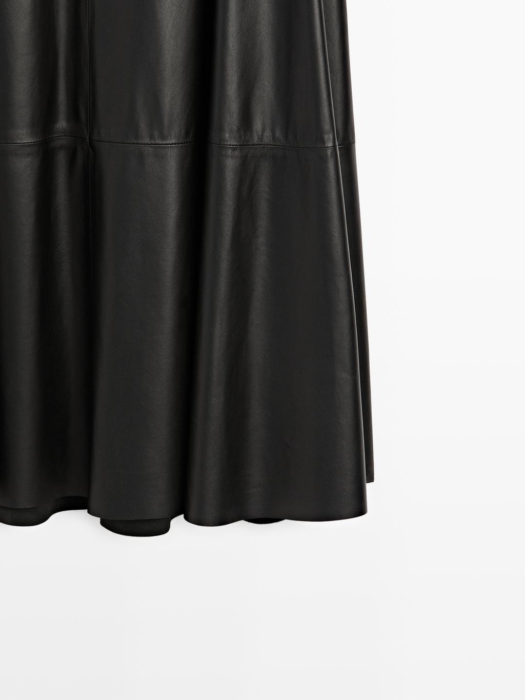 Long flared nappa leather skirt - LIMITED
