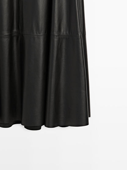 Long flared nappa leather skirt - LIMITED