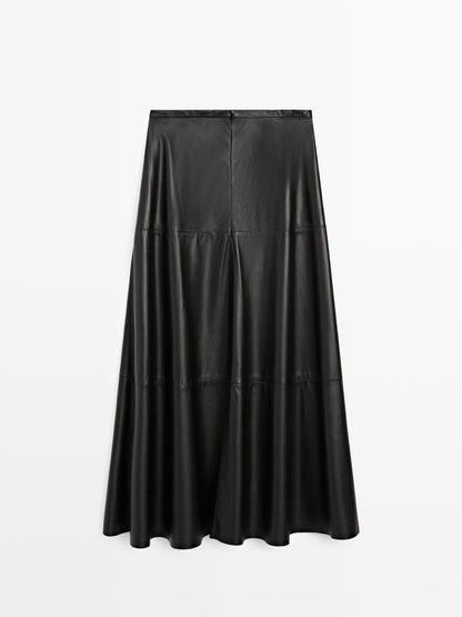 Long flared nappa leather skirt - LIMITED