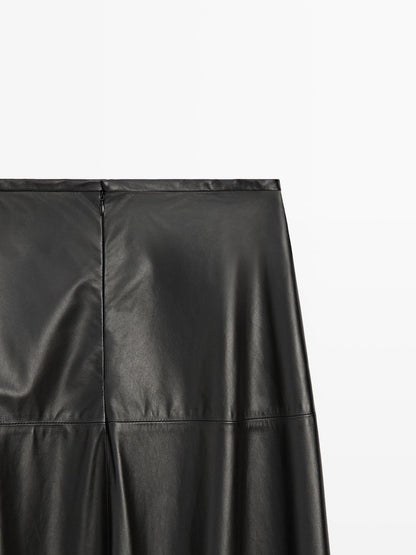 Long flared nappa leather skirt - LIMITED