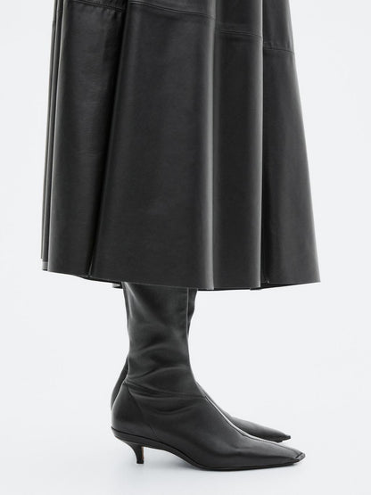 Long flared nappa leather skirt - LIMITED