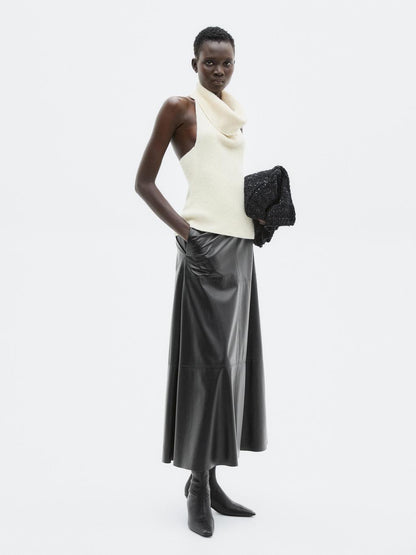 Long flared nappa leather skirt - LIMITED