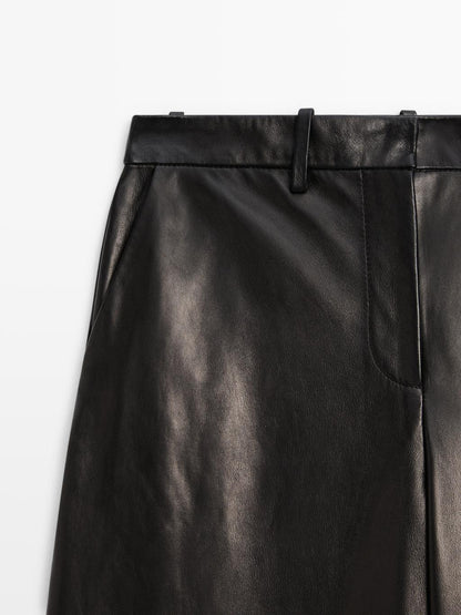 Wide-leg nappa leather trousers - LIMITED
