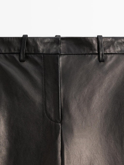 Wide-leg nappa leather trousers - LIMITED