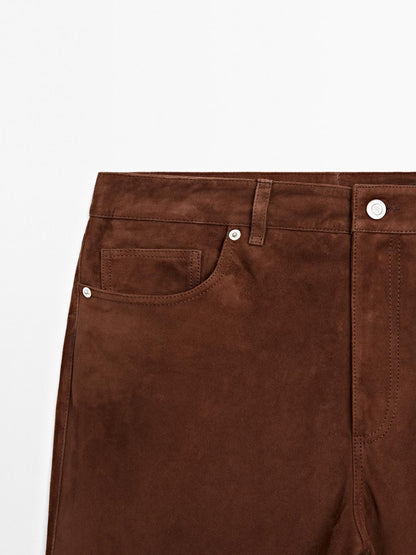 Suede leather trousers