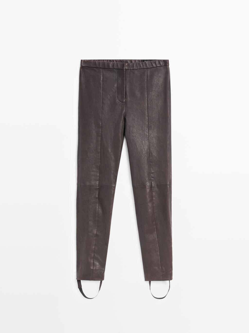 Nappa leather leggings with elasticated detail