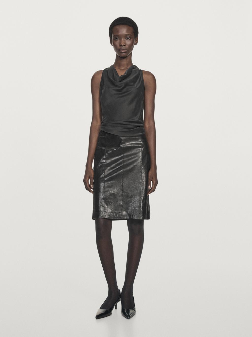 Animal print leather mini skirt