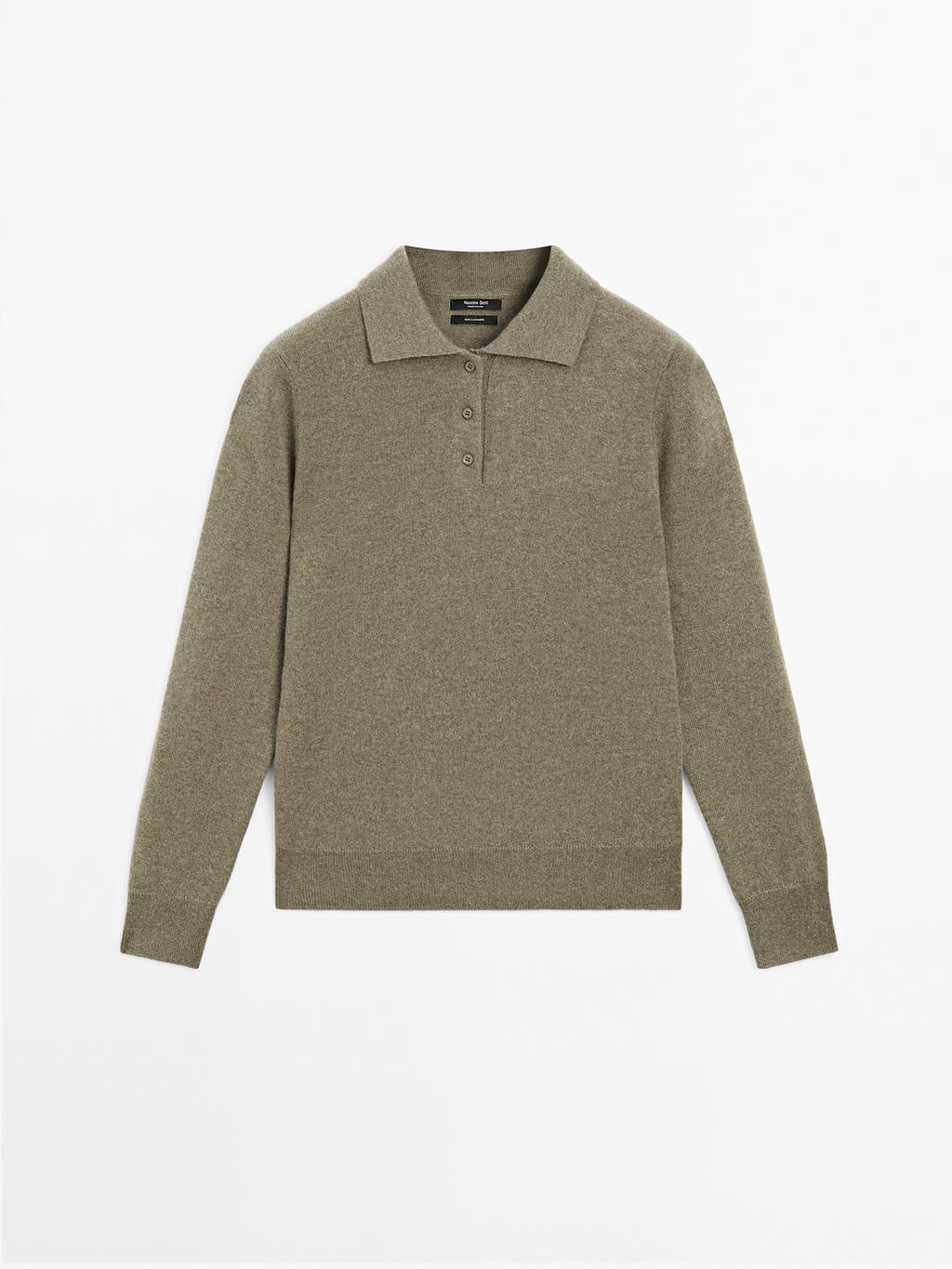 100% cashmere knit polo sweater