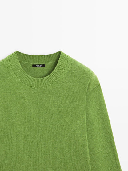 Wool blend crew neck sweater