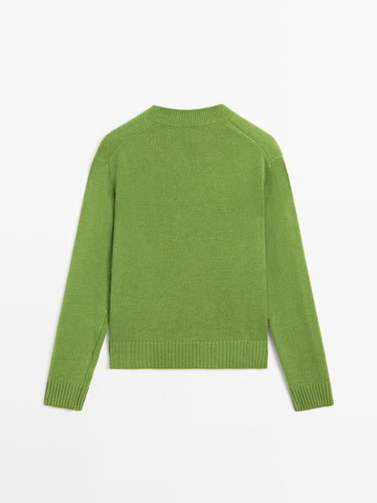 Wool blend crew neck sweater