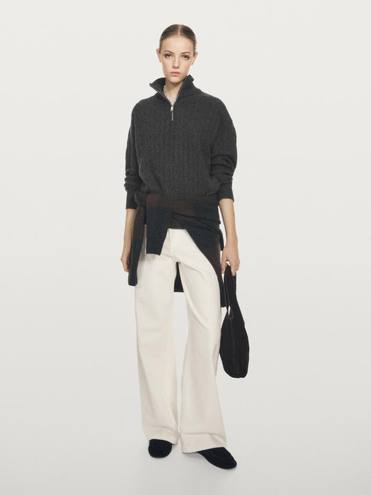 100% cashmere high neck sweater with zip