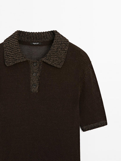 Polo sweater with contrast collar