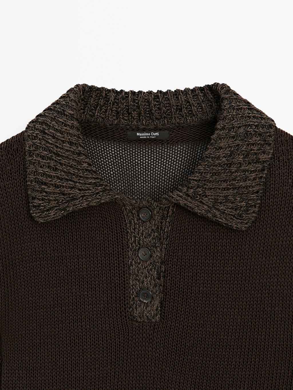 Polo sweater with contrast collar