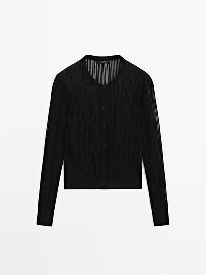 Long sleeve cutwork cardigan