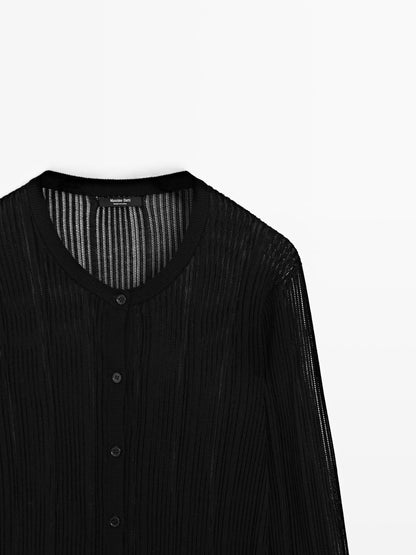 Long sleeve cutwork cardigan