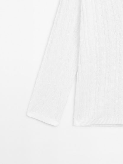 Cotton blend open-knit sweater