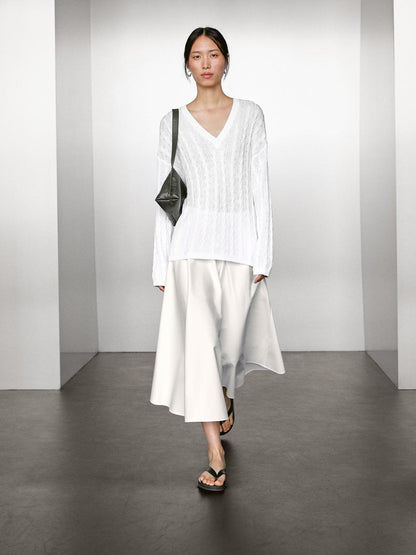 Cotton blend open-knit sweater