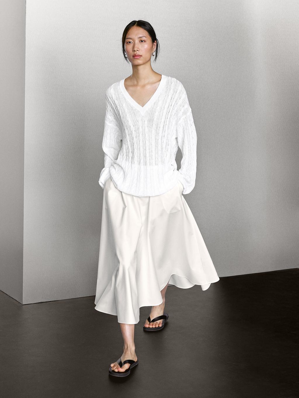 Cotton blend open-knit sweater