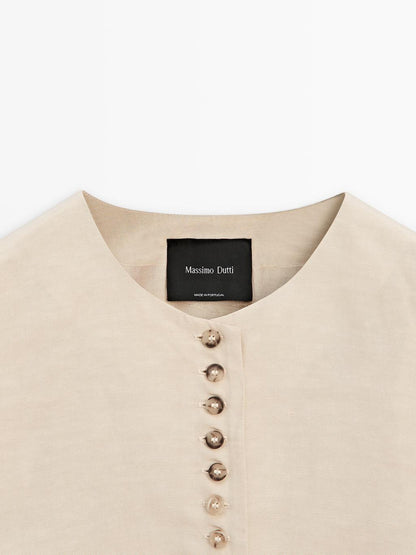 Buttoned linen blend waistcoat