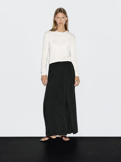 Wool blend knit sweater with crew neck