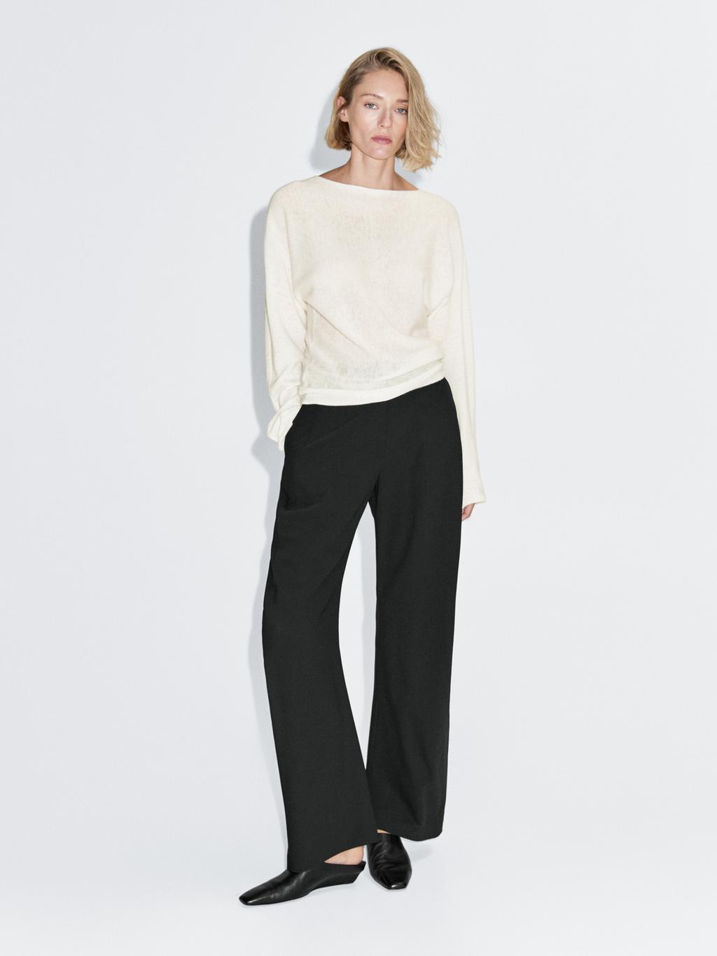 Boat neck knit sweater