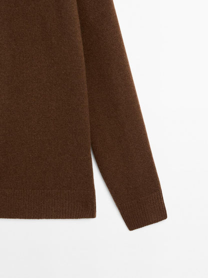 Wool blend knit turtleneck sweater
