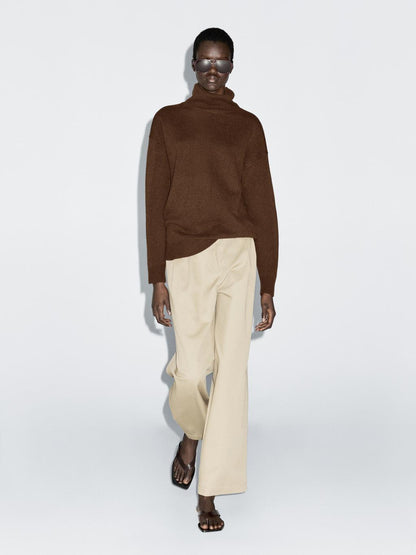 Wool blend knit turtleneck sweater