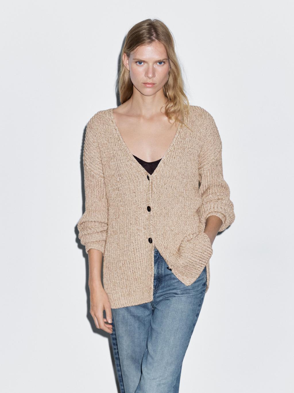 Flecked knit cardigan