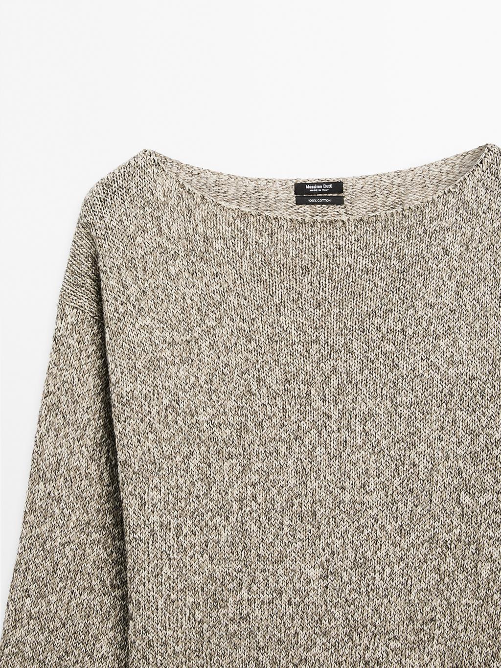 Mouline boat neck knit sweater