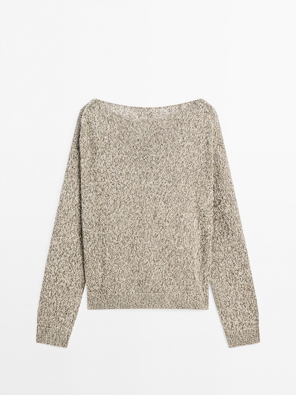 Mouline boat neck knit sweater