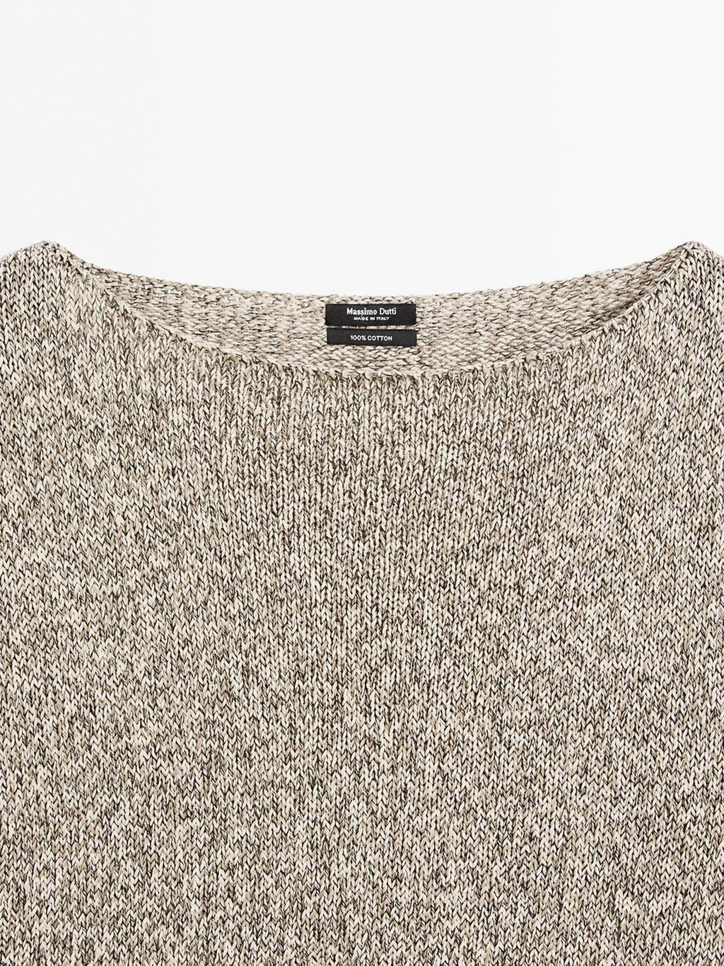 Mouline boat neck knit sweater