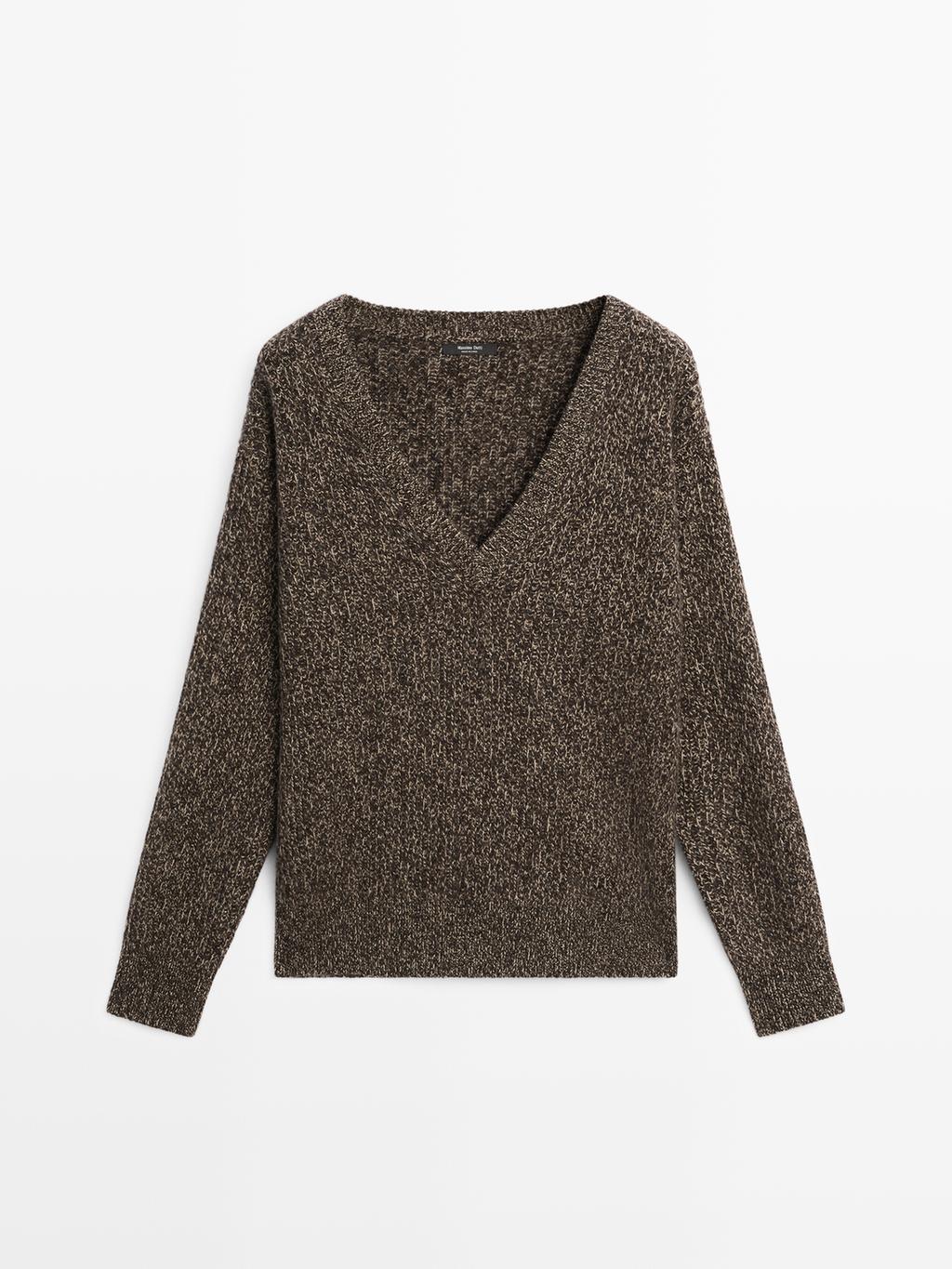 Mouline V-neck knit jumper