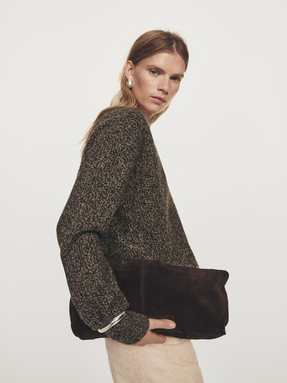 Mouline V-neck knit jumper