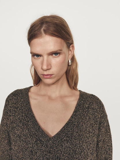 Mouline V-neck knit jumper