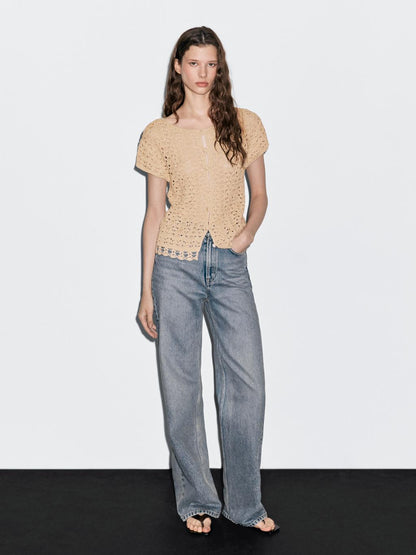 Cutwork crochet cardigan