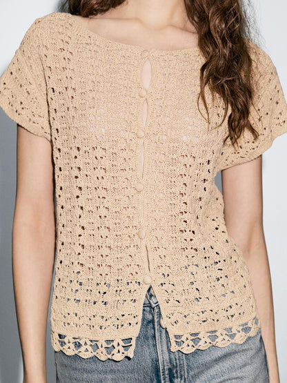Cutwork crochet cardigan