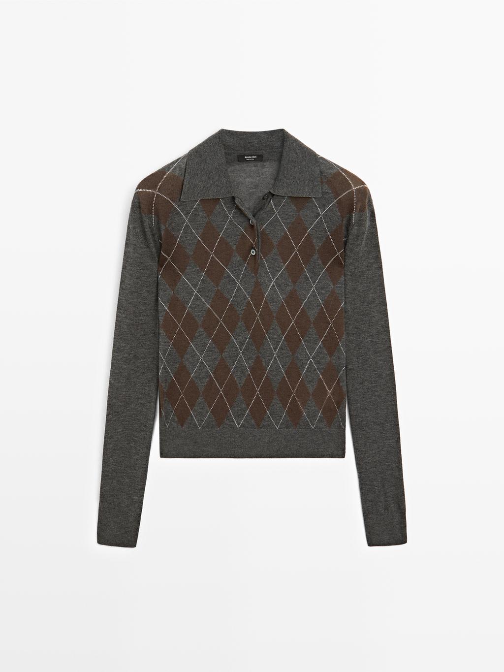 Polo sweater with diamond detail