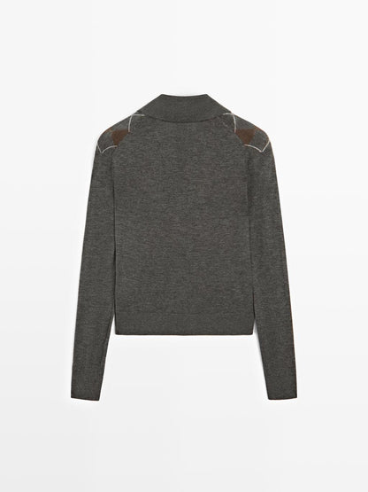 Polo sweater with diamond detail