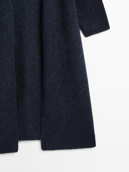 Long brushed alpaca blend cardigan