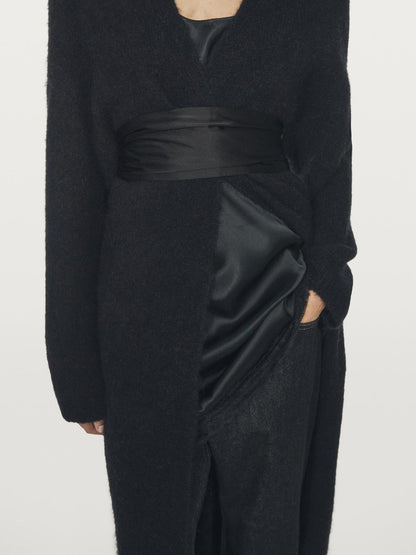 Long brushed alpaca blend cardigan