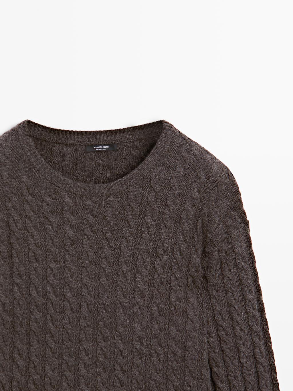 Wool blend cable-knit sweater