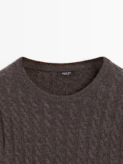 Wool blend cable-knit sweater