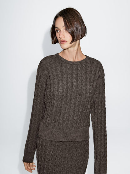 Wool blend cable-knit sweater