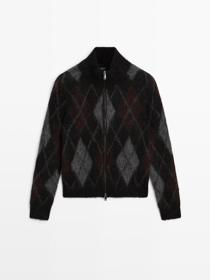 Wool and alpaca argyle cardigan