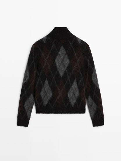 Wool and alpaca argyle cardigan