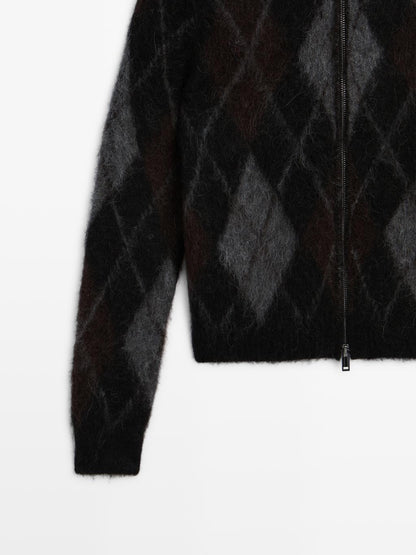 Wool and alpaca argyle cardigan
