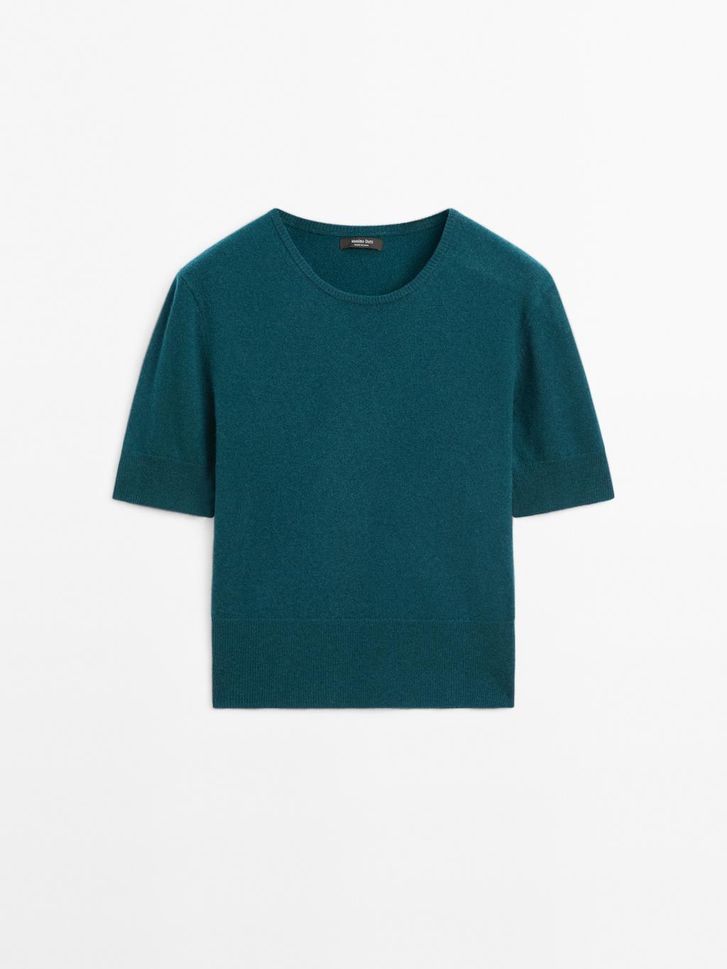 Knit wool blend sweater with short sleeves