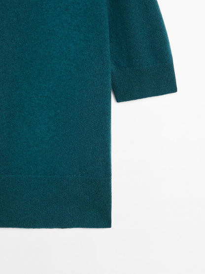 Knit wool blend sweater with short sleeves